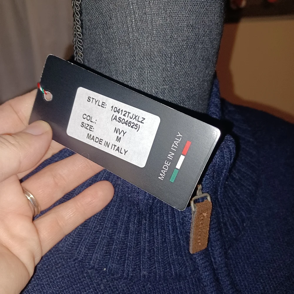 New Daniele Blasi Men's Medi Wool Blend 1/4 Zipper Men's Snowflake Sweater Italy